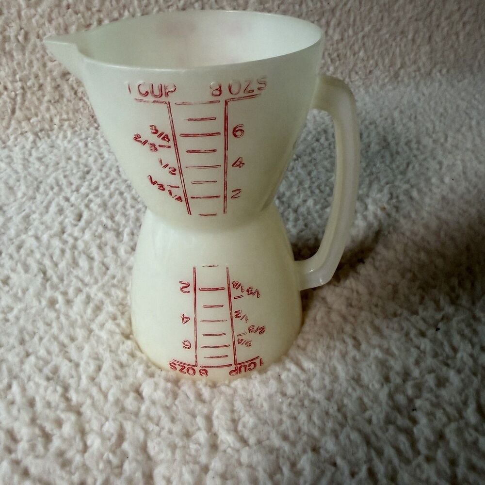Vtg Tupperware 880 Double Sided Measuring Cup Red Lettering 1 Cup Wet/Dry Handle